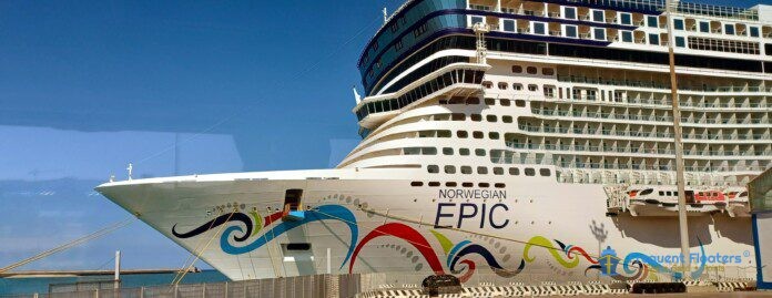 a large cruise ship with a colorful design on it
