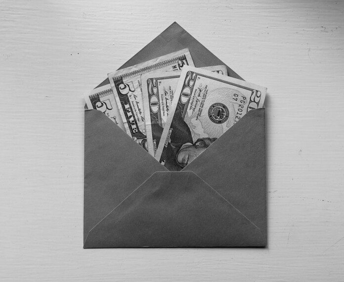a envelope with money in it