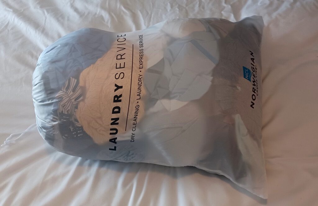 a plastic bag of laundry