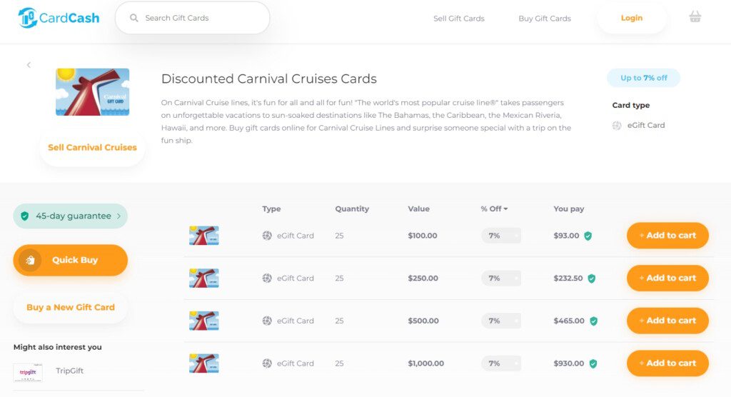 a screenshot of a cruise ship discount card