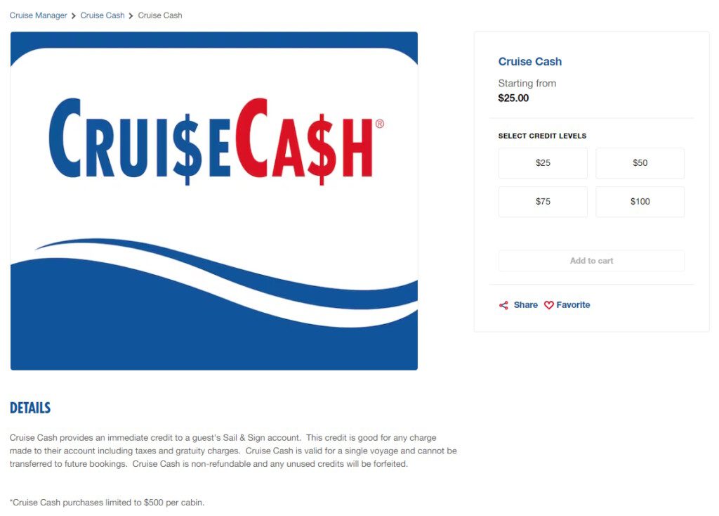 a screenshot of a cruise cash