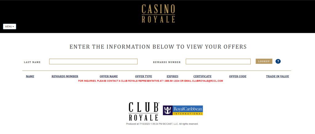 a screenshot of a casino website