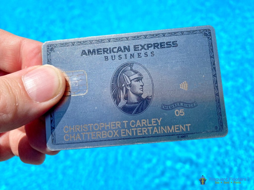 The Business Platinum Card® from American Express against a swimming pool background.