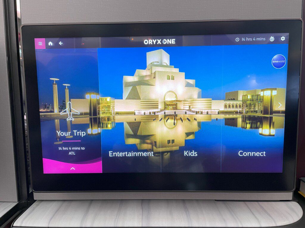Qatar Airways QSuites OryxOne IFE