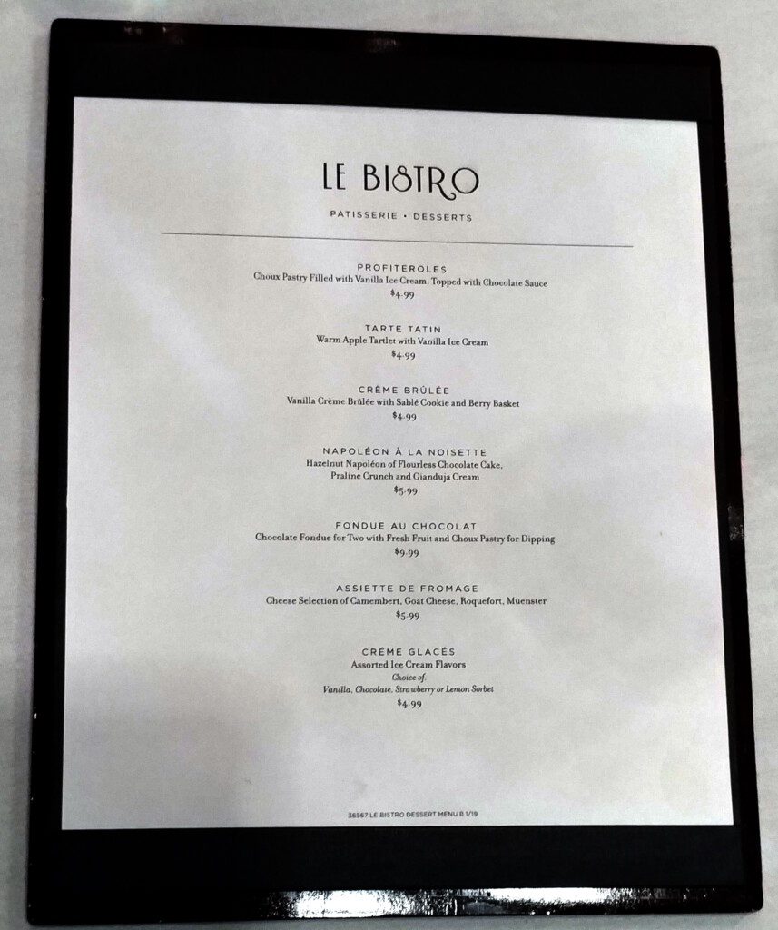 a menu on a black frame