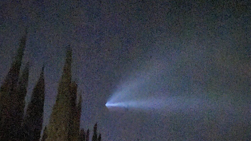 In this absolutely amazing, crystal-clear picture, a SpaceX rocket carrying Starlink satellites is seen near Chris' neighborhood in Los Angeles shortly after taking off from Vandenberg Space Force Base on July 19, 2023.