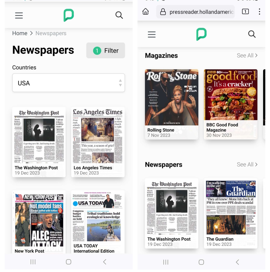 screenshots of a phone with a screenshot of a newspaper