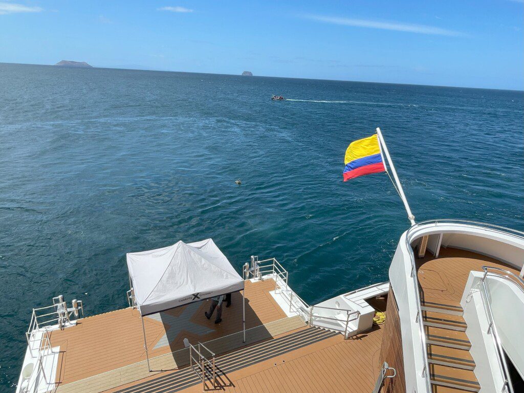 a flag on a boat