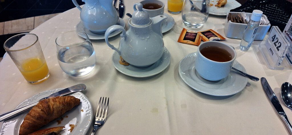 a tea set on a table