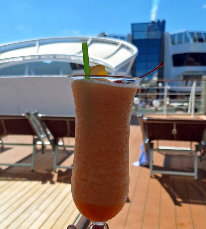 a drink on a deck