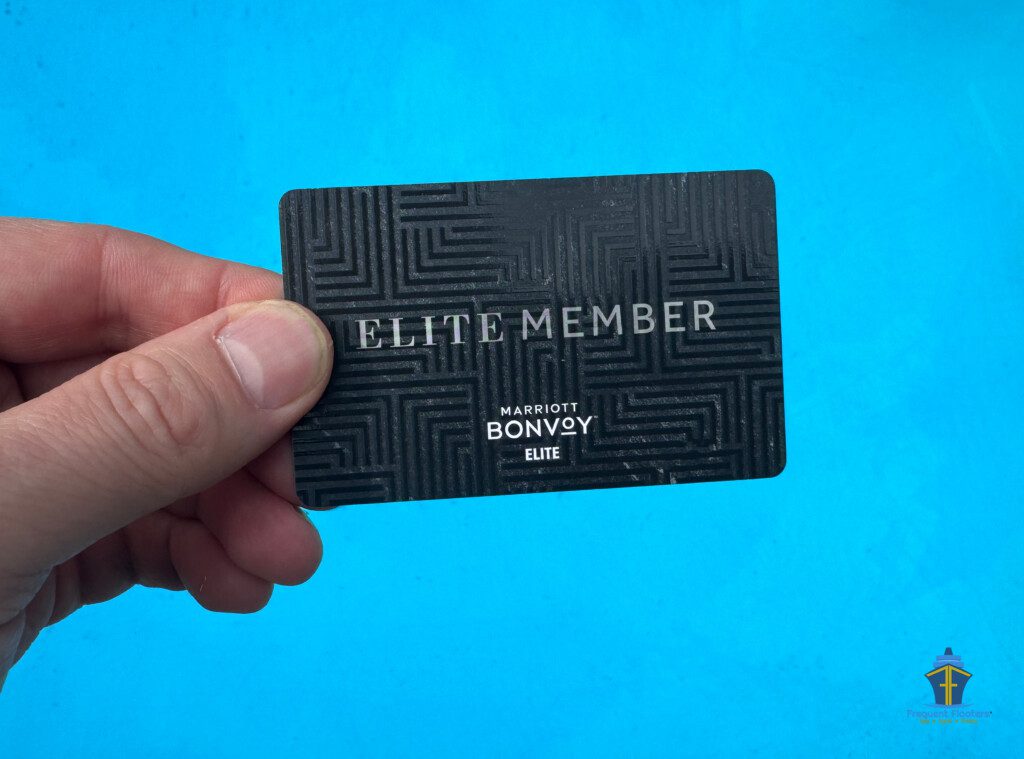 A Marriott Bonvoy® elite status hotel room key card.