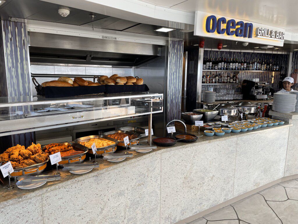 food in a buffet at a restaurant