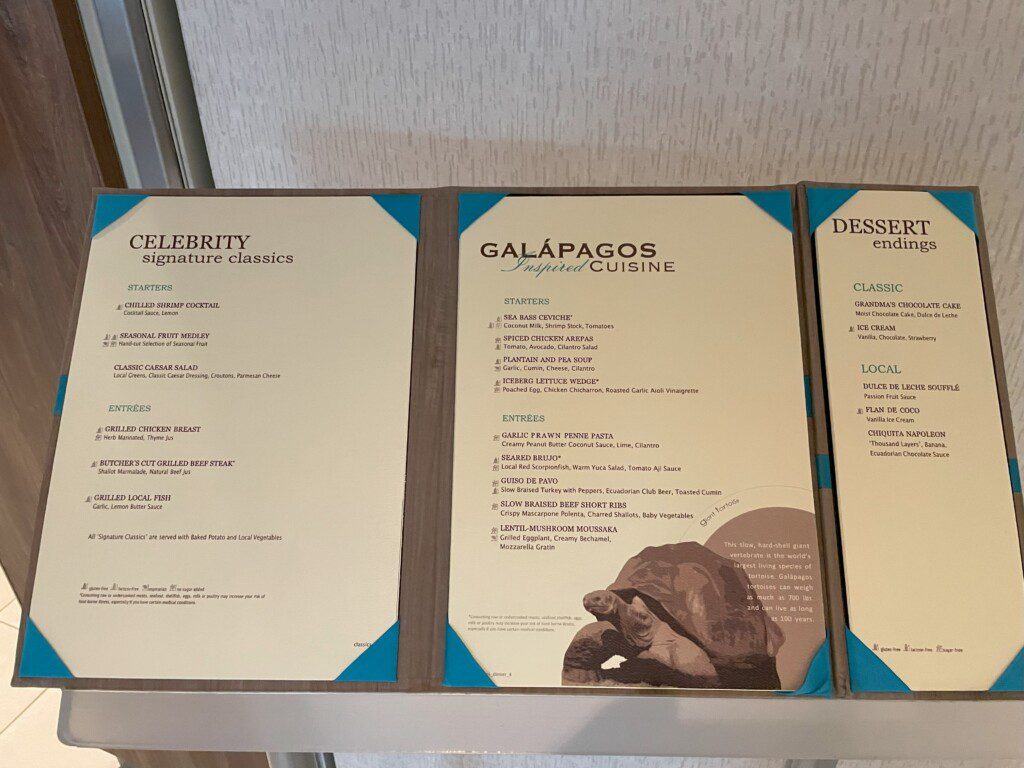 a menus on a table