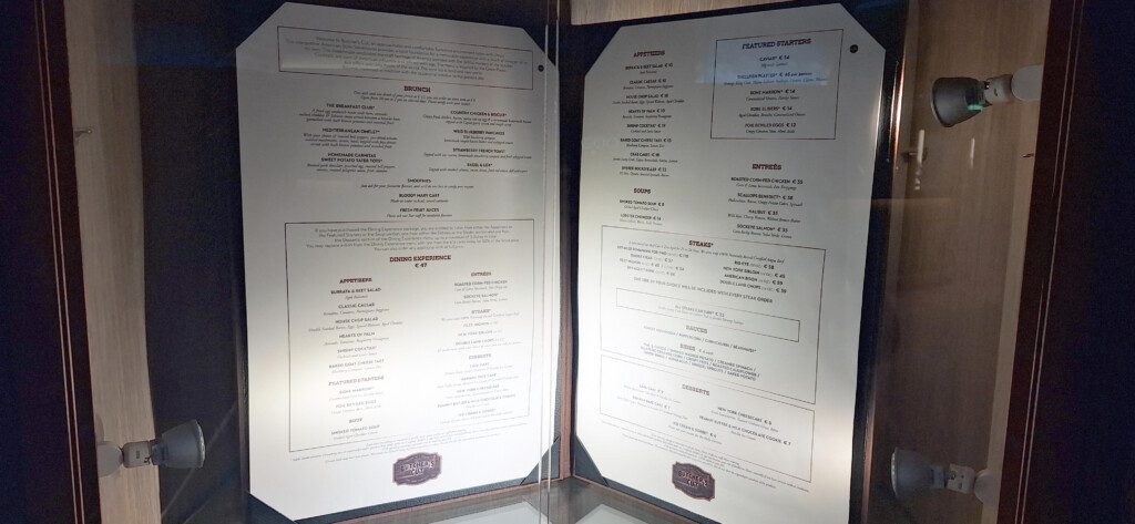a menu on a display