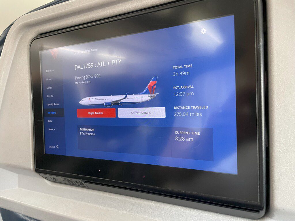 a screen with an airplane on it