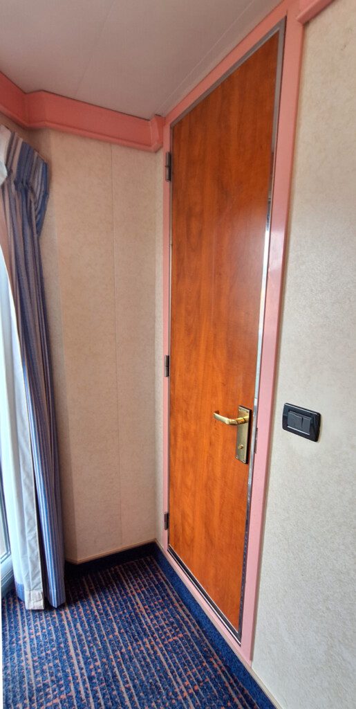 a door with a pink trim