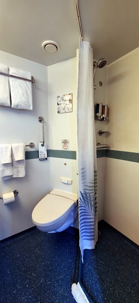 a bathroom with a toilet and towels