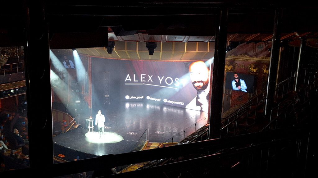 a stage with a man on it