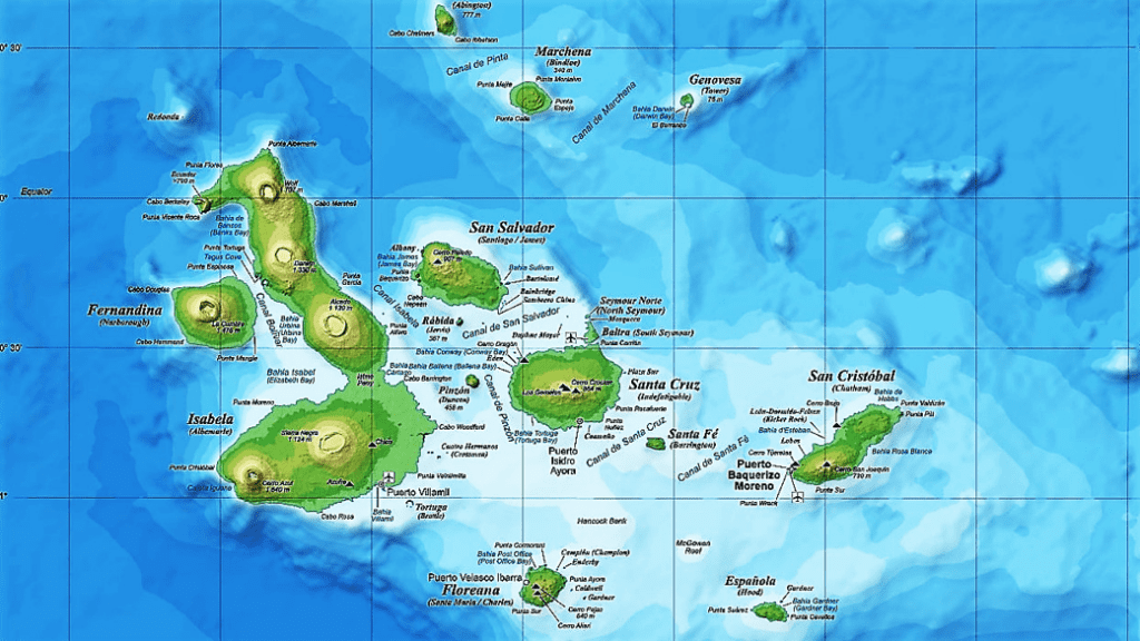 a map of islands with cities